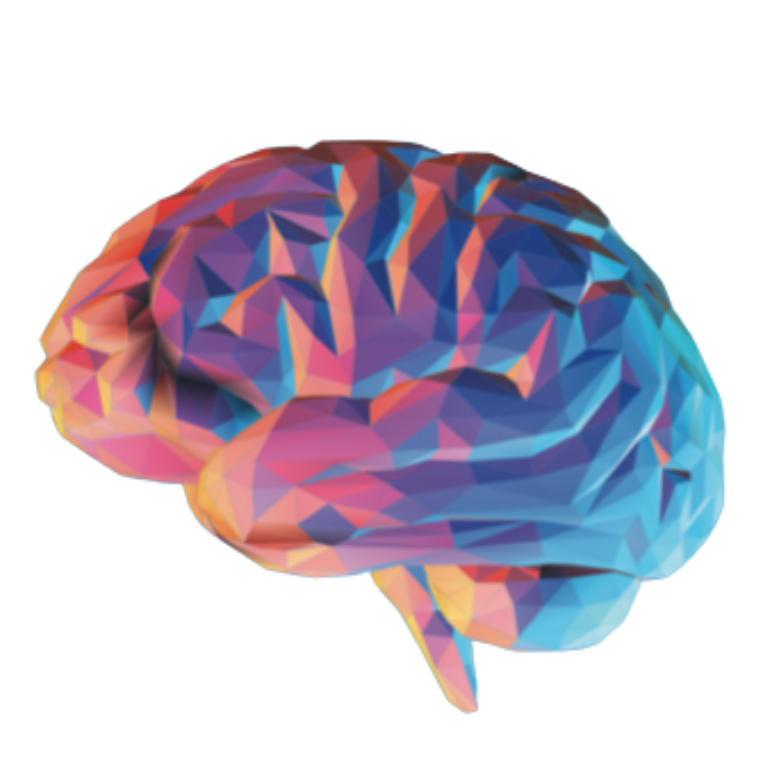Dopa brain — low-poly multicolor illustration