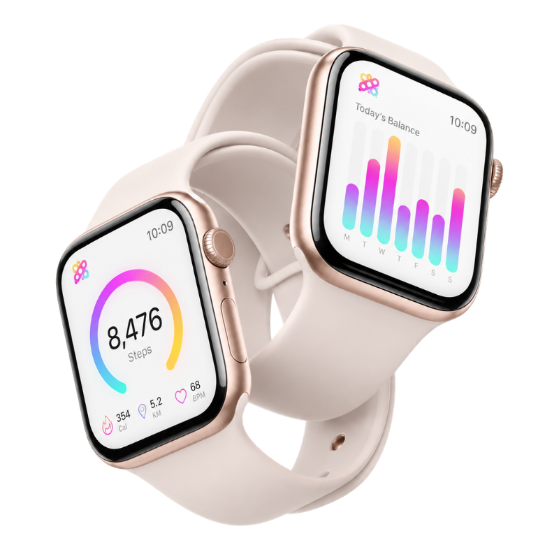 Apple Watches displaying Dopa rings and Today's Balance